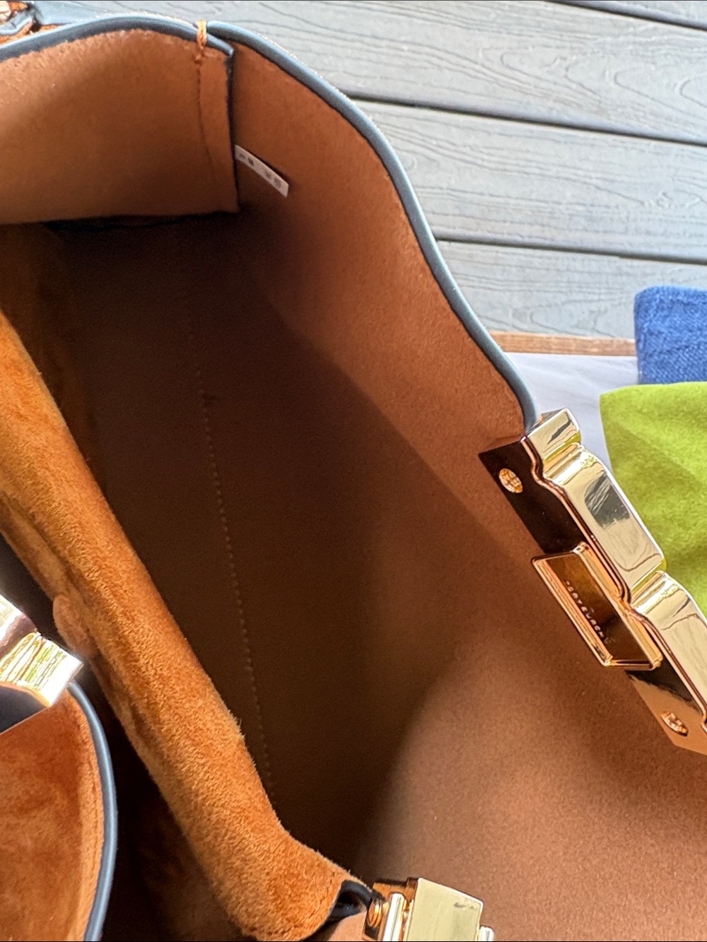 NWT Tory Burch Eleanor Soft Satchel Caramel Suede Top-Handle/Shoulder Bag - Picture 4 of 12